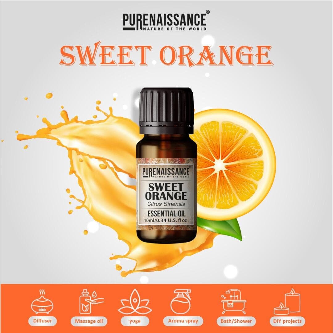 Pure Sweet Orange Essential Oil Purenaissance Therapeutic Grade for,  Best for Aromatherapy and Diffuser