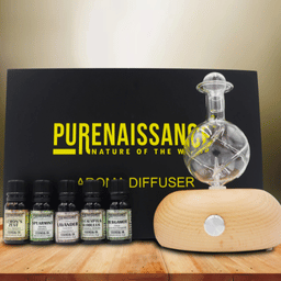 Lumière Orb - Aromatherapy essential oil Nebulizer Diffuser Purenaissance, Domestic-professional use, with five bottles of 10ml essential oils.