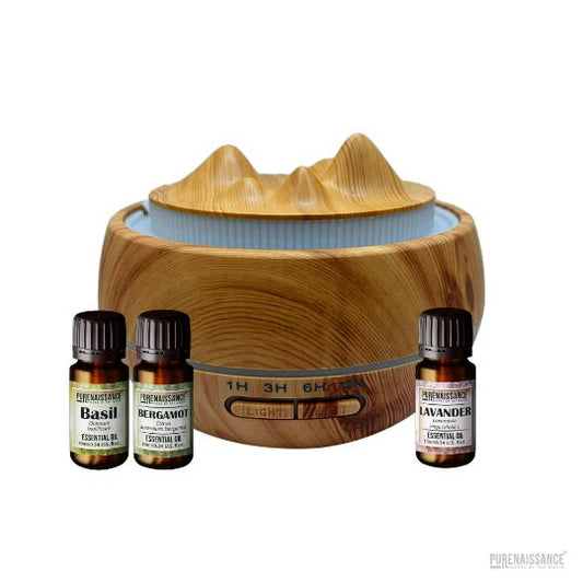 Aromatherapy essential oil Diffuser Purenaissance, Domestic-professional use, with three bottles of 10ml essential oils.