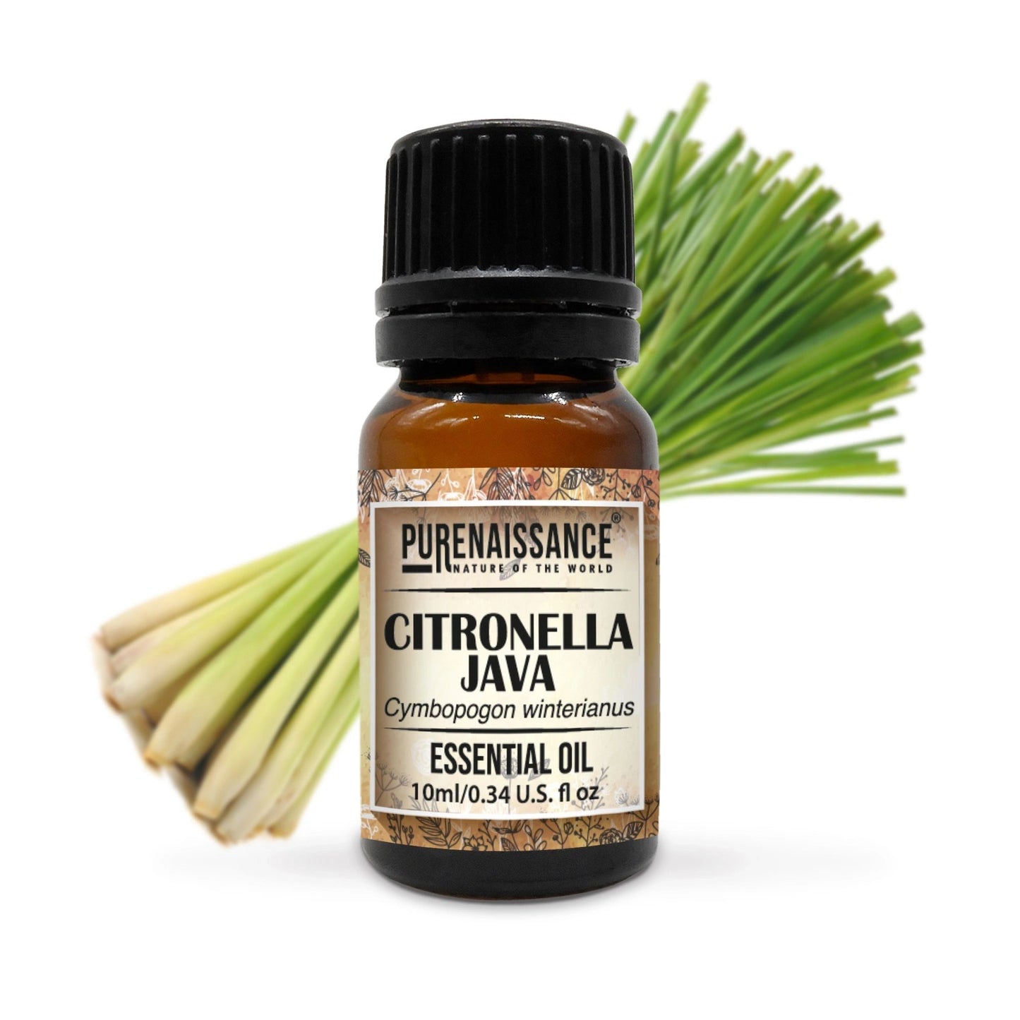 Pure Citronella Java Essential Oil Purenaissance Therapeutic, Best for Aromatherapy and Diffuser/10 ml