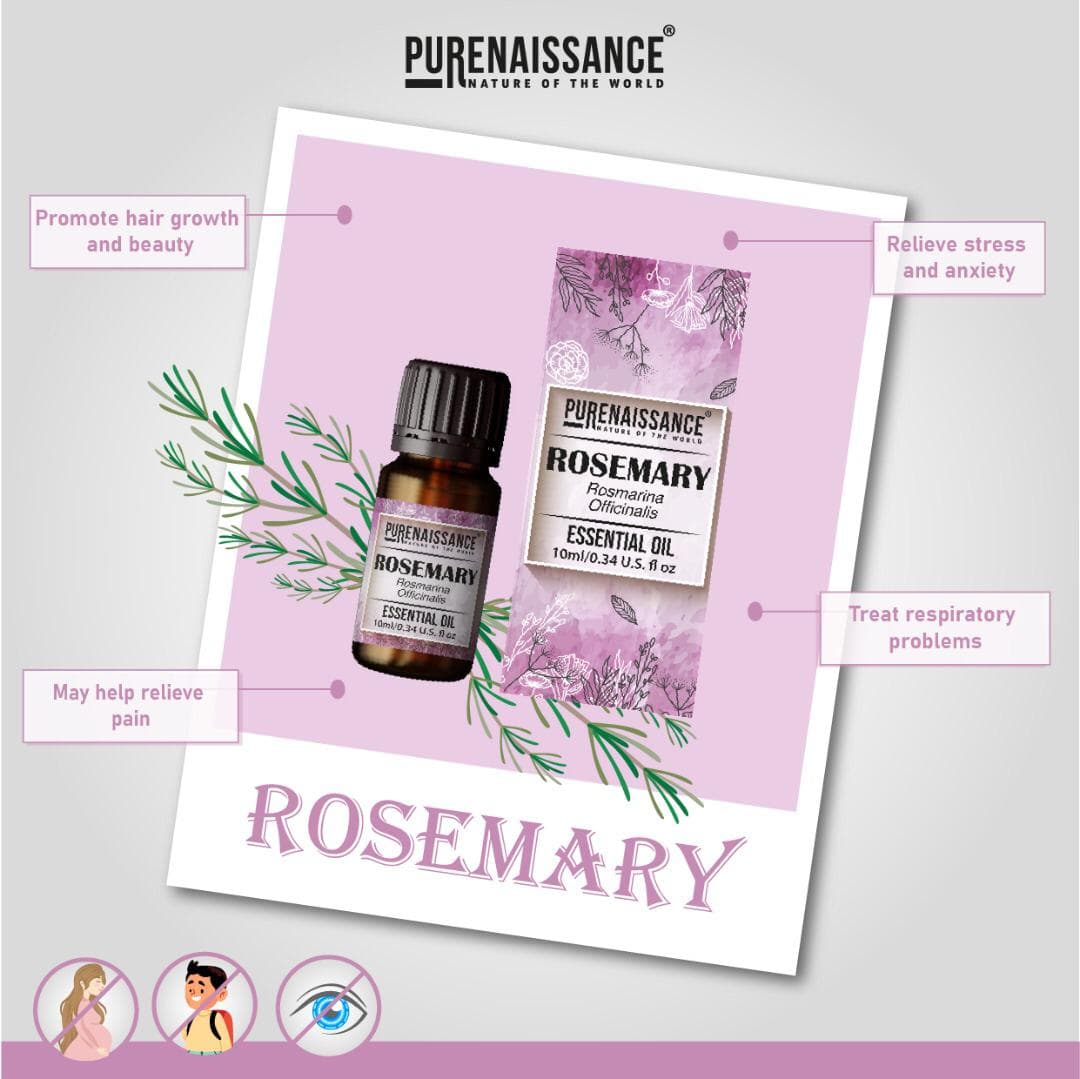 Pure Rosemary Essential Oil Purenaissance Therapeutic Grade for, Best for Aromatherapy and Diffuser /10 ml