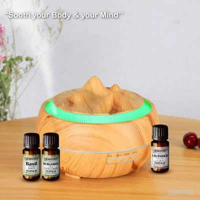 Aromatherapy essential oil Diffuser Purenaissance, Domestic-professional use, with three bottles of 10ml essential oils.