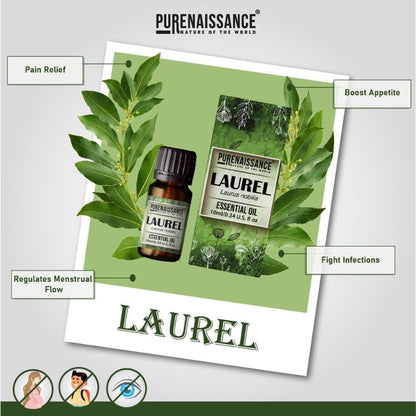 Pure Laurel Essential Oil Purenaissance Therapeutic Grade, Best for Aromatherapy and Diffuser /10 ml