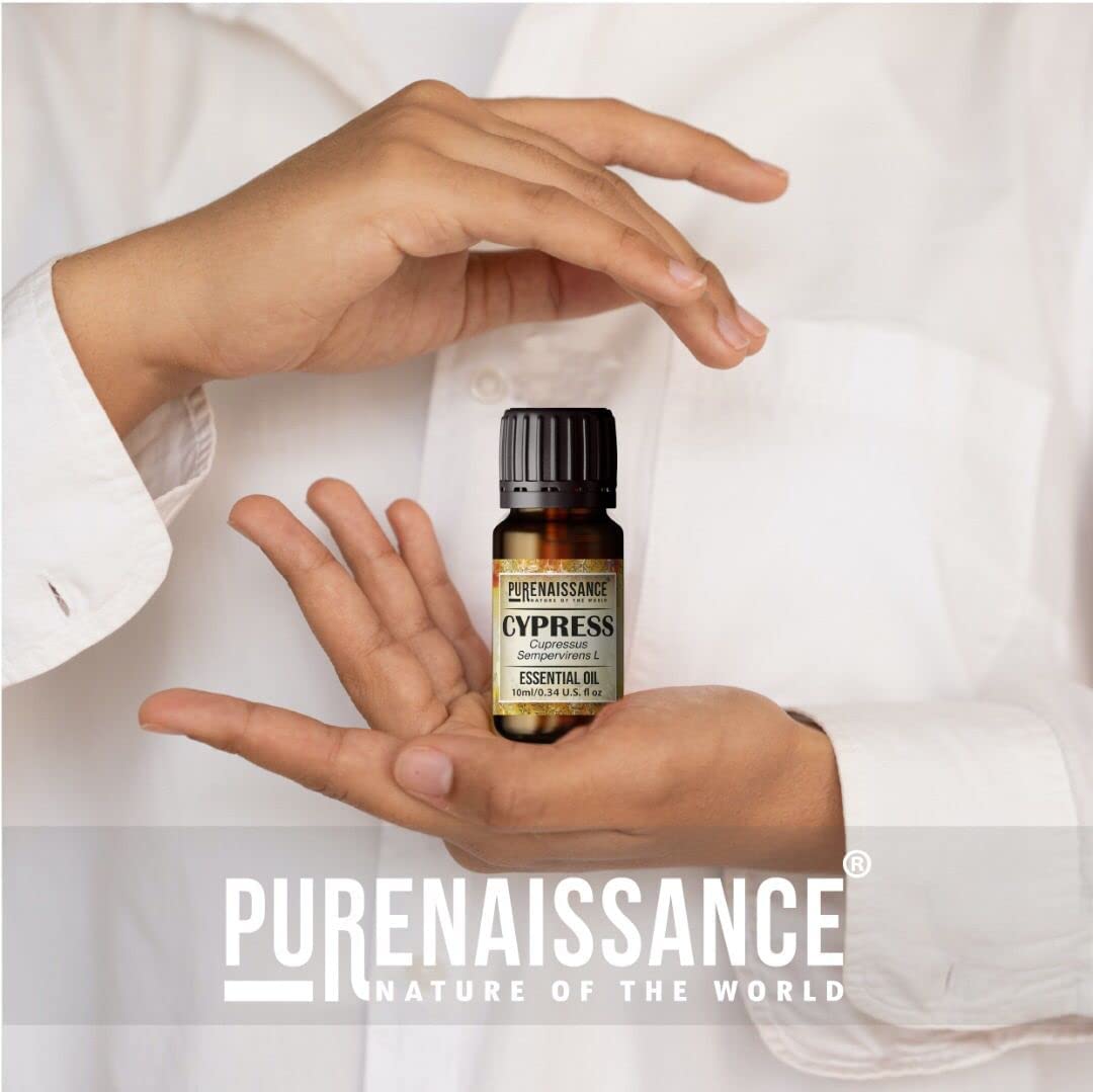 Pure Cypress Essential Oil Purenaissance Therapeutic Grade, Best for Aromatherapy and Diffuser/10 ml