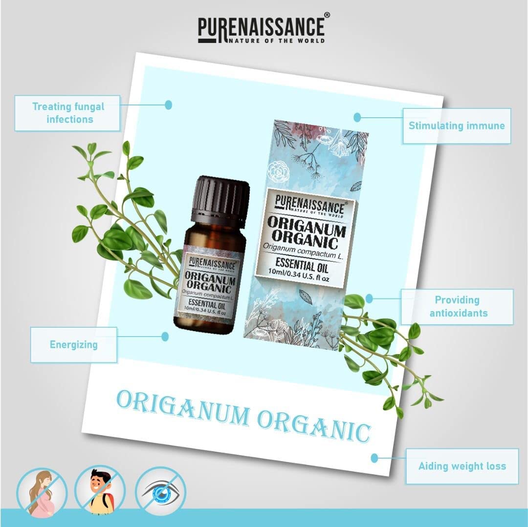 Pure Oregano Essential Oil Purenaissance Therapeutic Grade, Best for Aromatherapy and Diffuser/10ml