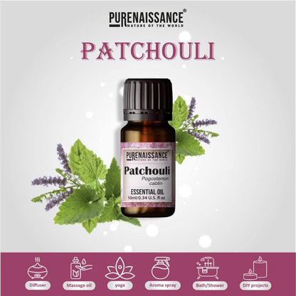 Pure Patchouli Essential Oil Purenaissance Therapeutic Grade, Best for Aromatherapy and Diffuser/10ml