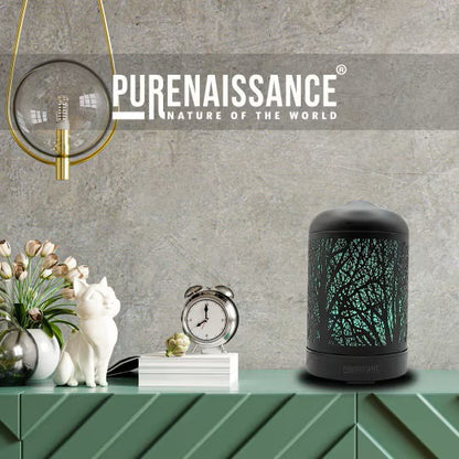 Aromatherapy Essential Oil Diffuser by Purenaissance for domestic and professional use, includes three 10ml bottles of essential oils.