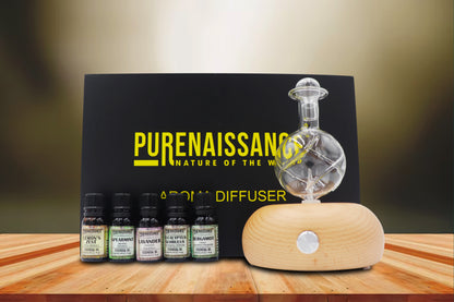Lumière Orb - Aromatherapy essential oil Nebulizer Diffuser Purenaissance, Domestic-professional use, with five bottles of 10ml essential oils.