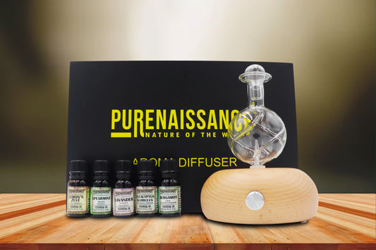 Lumière Orb - Aromatherapy essential oil Nebulizer Diffuser Purenaissance, Domestic-professional use, with five bottles of 10ml essential oils.