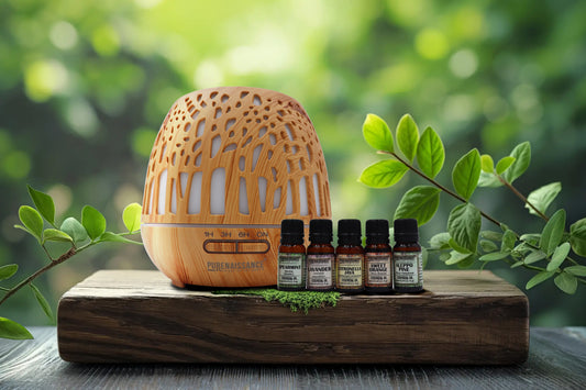 Harmony Grove - Aromatherapy essential oil Diffuser Purenaissance, Domestic-professional use, with five bottles of 10ml essential oils.