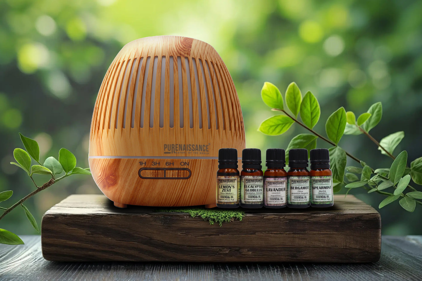 Serenity Beam - Aromatherapy essential oil Diffuser Purenaissance, Domestic-professional use, with five bottles of 10ml essential oils.