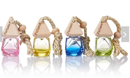 Aromatherapy essential oil glass bottle, car hanging ornaments, perfume car air freshener with Lavender Essential Oil.