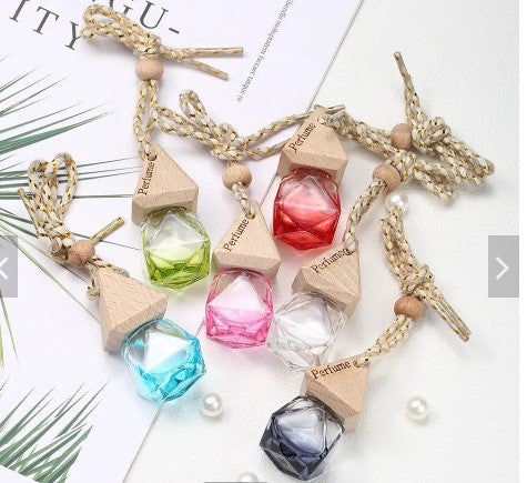Aromatherapy essential oil glass bottle, car hanging ornaments, perfume car air freshener with Lavender Essential Oil.